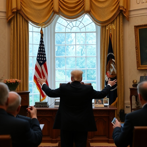 川普在白宮展示經濟統計圖表