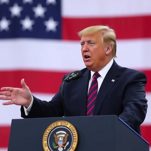 川普正在發表演講