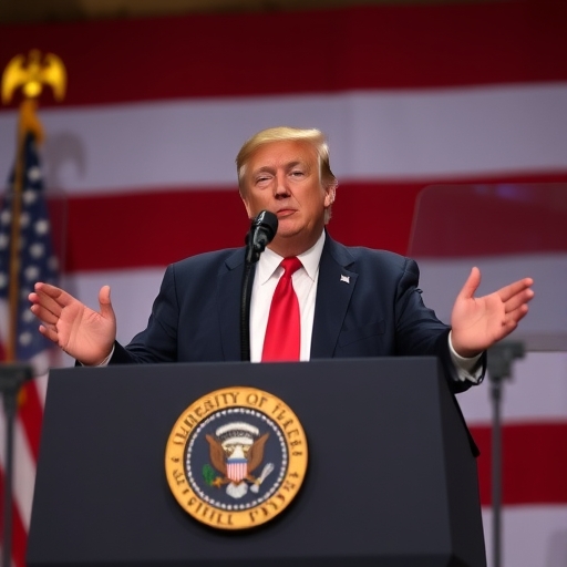 川普在講臺上發言