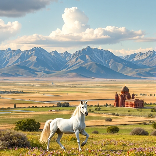 帶有獨角獸主題的烏茲別克風景