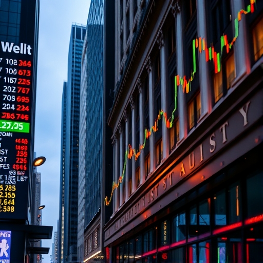 華爾街股票圖表街道景象