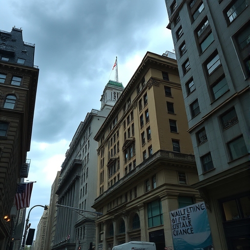 華爾街在暴風雨中的景象