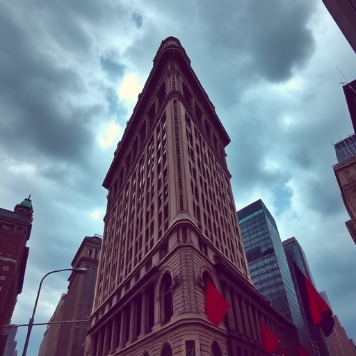 暴風雨中的華爾街街景