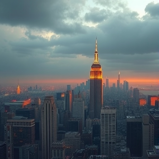 一座大型城市天際線正在崩塌