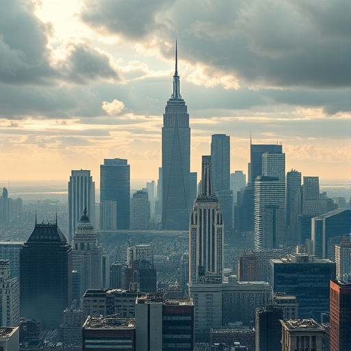 一座大型城市天際線正在崩塌