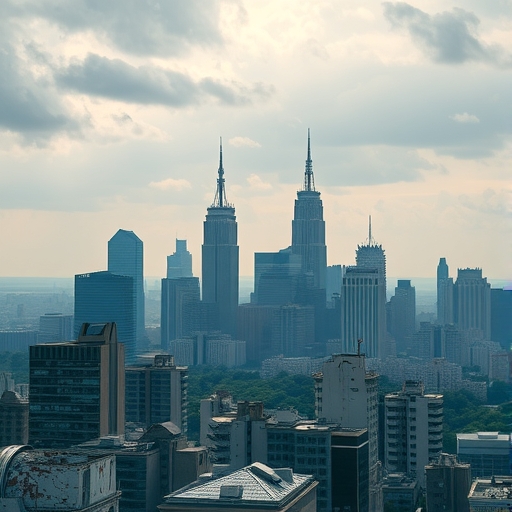 一座大型城市天際線正在崩塌