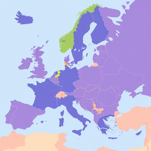 一張突顯貿易路線的歐洲地圖