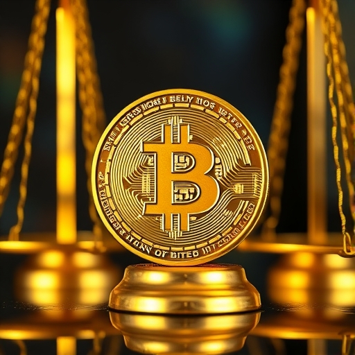 比特幣在金色天平前