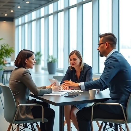 一群人在現代辦公室進行商業談判