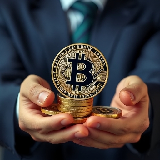 一位商人展示比特幣