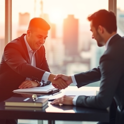 一位商務人士在圖表前展示合併計劃