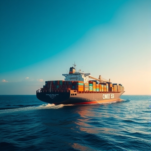 貨輪滿載著商品，在全球各大港口間穿梭