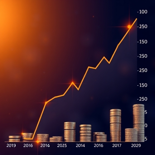 一張顯示加密貨幣價格上升的圖表