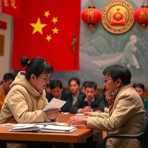 中國政府推動社保改革的會議現場