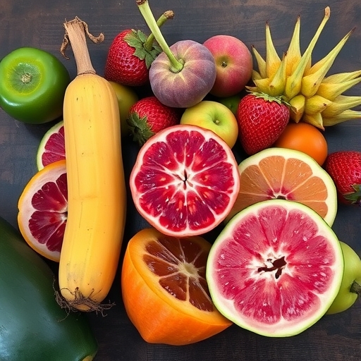 五顏六色的異國水果展示