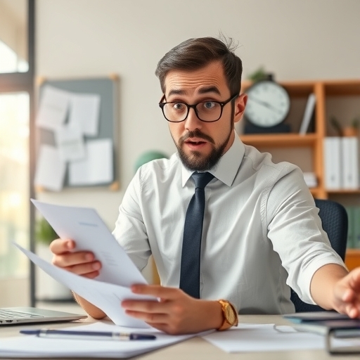 一位困惑的上班族正在查看財務狀況