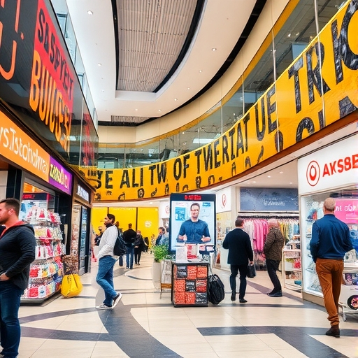 一家位於繁忙購物中心的折價零售商店