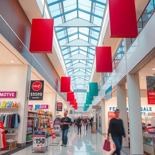一家位於繁忙購物中心的折價零售商店