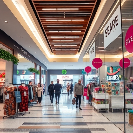 一家位於繁忙購物中心的折價零售商店