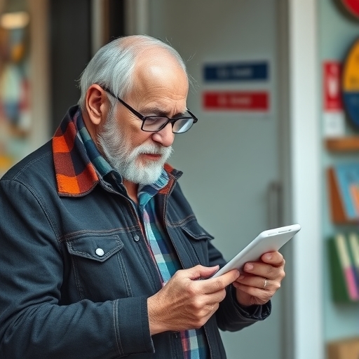 一位男子正在查看手機帳單