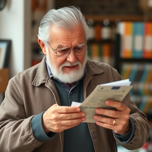 一位男子正在檢查電話帳單
