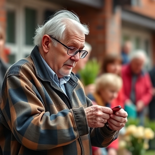 一位男子在社區中參與志願服務活動