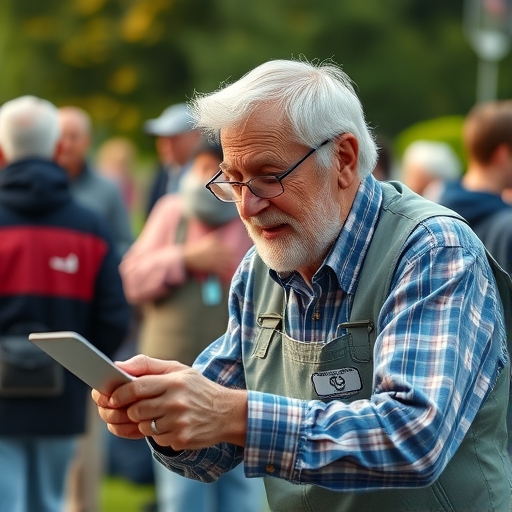 一位老奶奶在運動場上參加比賽