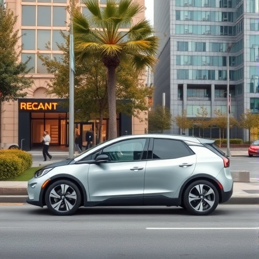 城市中的電動車正在行駛