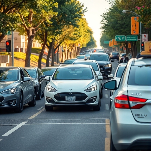繁忙街道上的電動車群