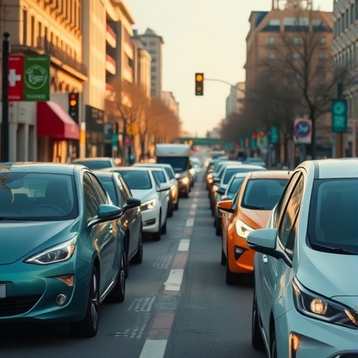 台灣國產電動車在繁忙街道上行駛