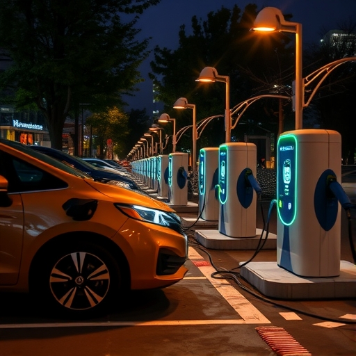 電動車在充電站充電