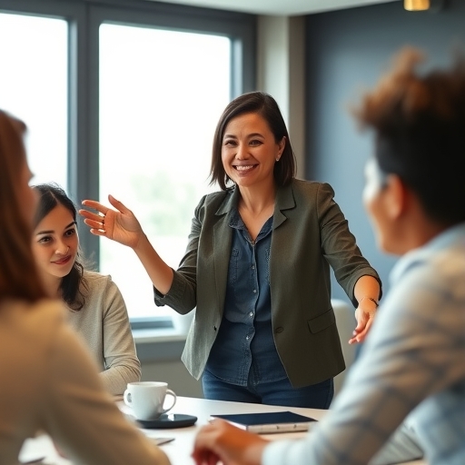一位女性正在街頭交易股票