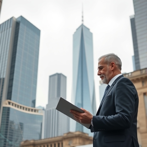 一位男子正在街頭交易股票