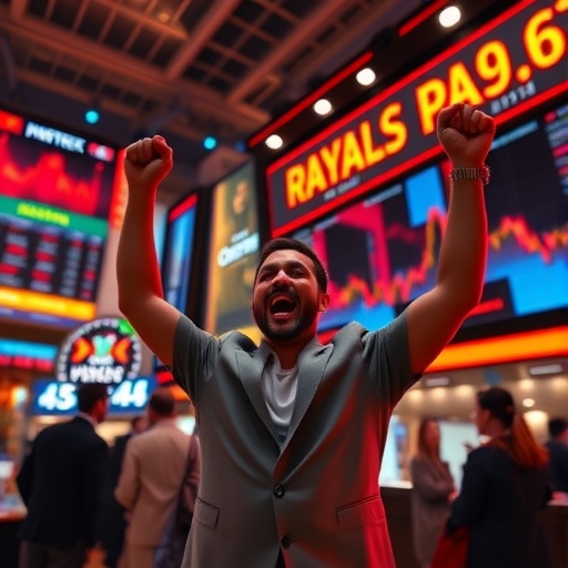 一位男子正在街頭交易股票