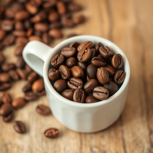 新鮮咖啡豆在杯中