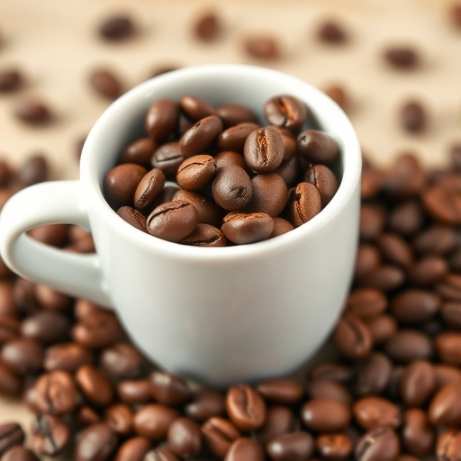 新鮮咖啡豆在杯中