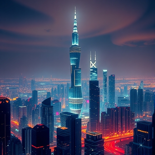 未來風格的 AI 城市天際線