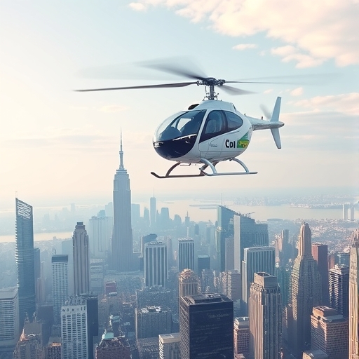 空中計程車在未來城市中飛行