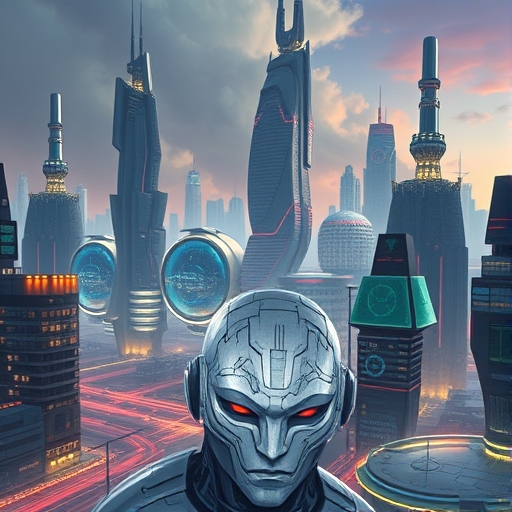 未來城市場中多樣化的機器人