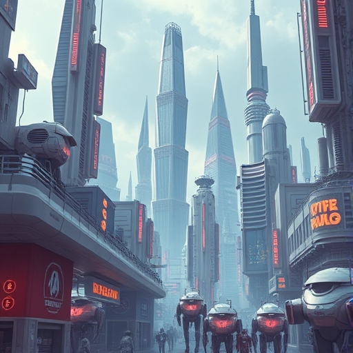 機器人在金融分析圖表前運作