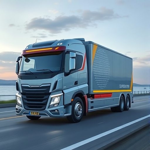 一輛未來感的自動駕駛卡車