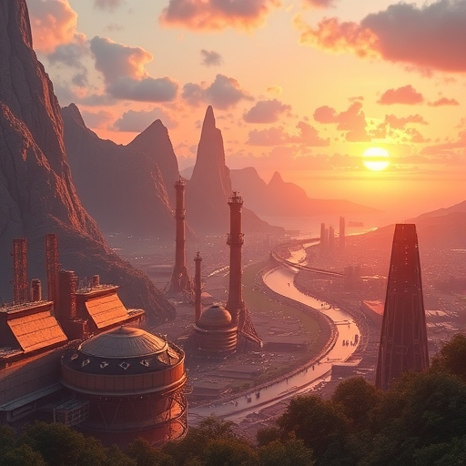 一座未來感十足的半導體工廠景觀