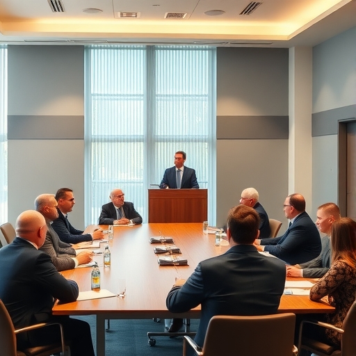 政府預算會議中官員們分析數據