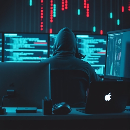 一位駭客正在電腦前操作