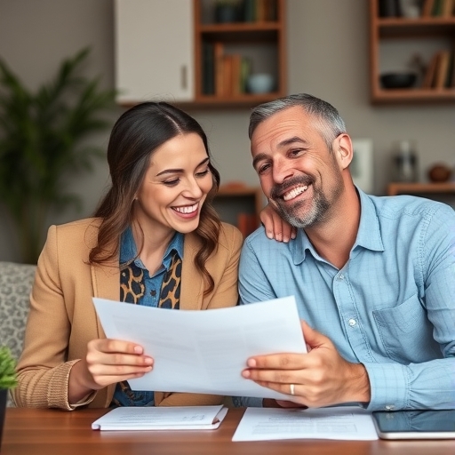 一對夫妻與成年子女一起討論房產分配