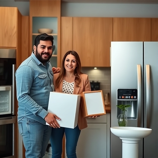 家庭成員一起安裝新購置的家電