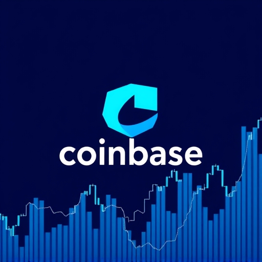 Coinbase標誌與金融圖表的插圖
