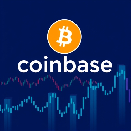 Coinbase標誌與金融圖表的插圖