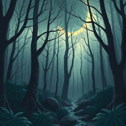 一片陰暗的森林中隱藏著危險