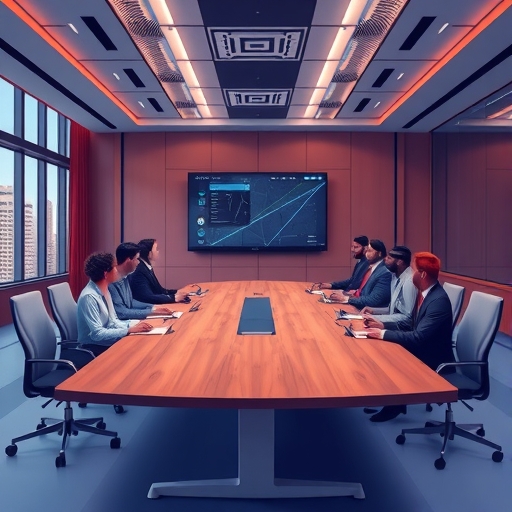 一間科技公司董事會會議室的插圖